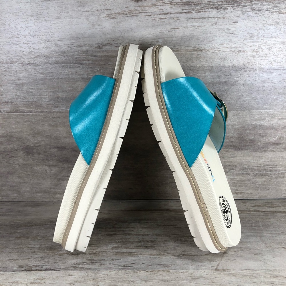 NEW Bussola Pinoye Sandal Vegan Turquoise with Gold Buckle Women 6.5, 8.5, 9 - Picture 7 of 13